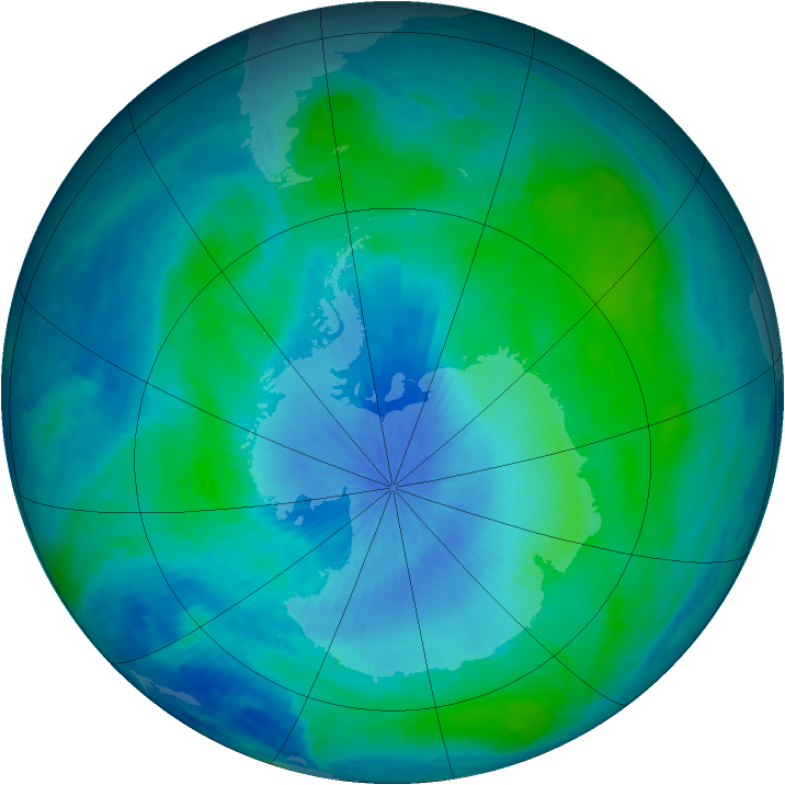 Antarctic ozone map for 21 February 2001